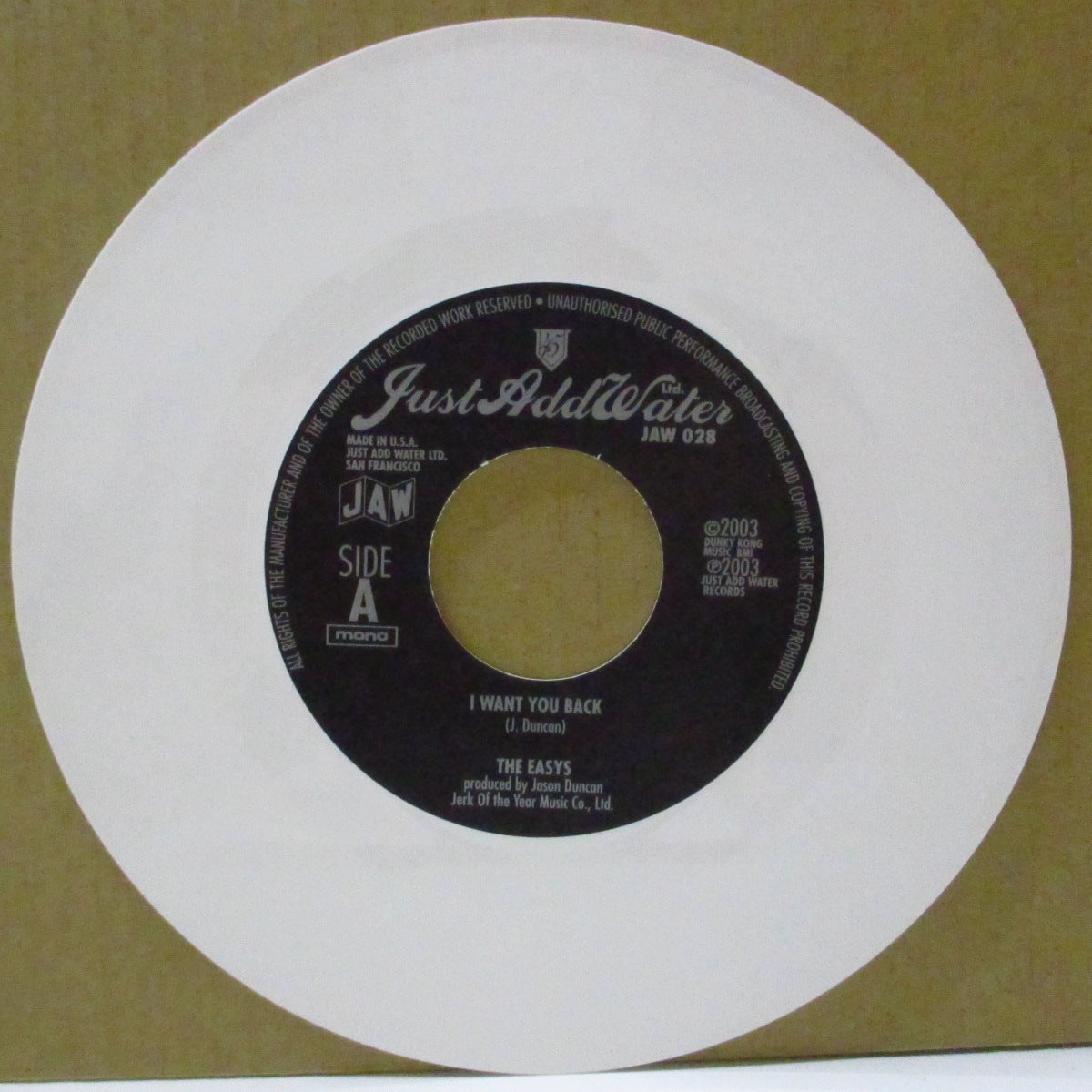 EASYS, THE (ジ・イージーズ) - I Want You Back (US 限定ホワイトヴァイナル・モノラル 7"/廃盤 New)