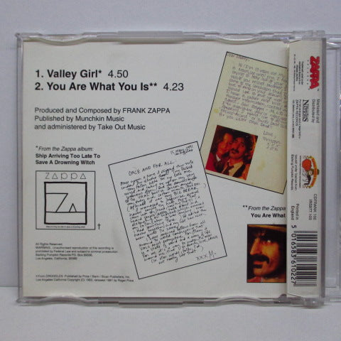 FRANK & MOON ZAPPA (フランク・ザッパ & ムーン・ザッパ)- Valley Girl / You Are What You Is (UK Orig.)