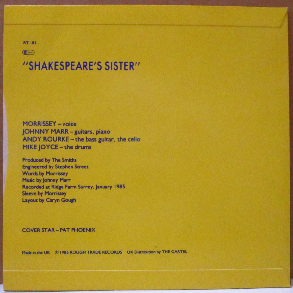 SMITHS, THE (ザ・スミス) - Shakespeare's Sister (UK 修正ラベ・ラウンドセンター 7"+光沢固紙ジャケ)