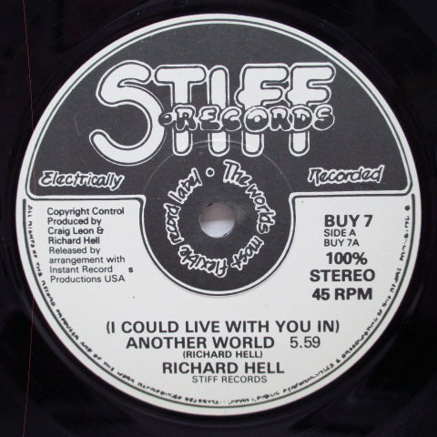 RICHARD HELL (リチャード・ヘル) - Another World +2 (UK '79 再発「フラットセンター」 7"+ナンバリング無マットソフト紙折り返ジャケ) NYパンクの古典1STシングル !