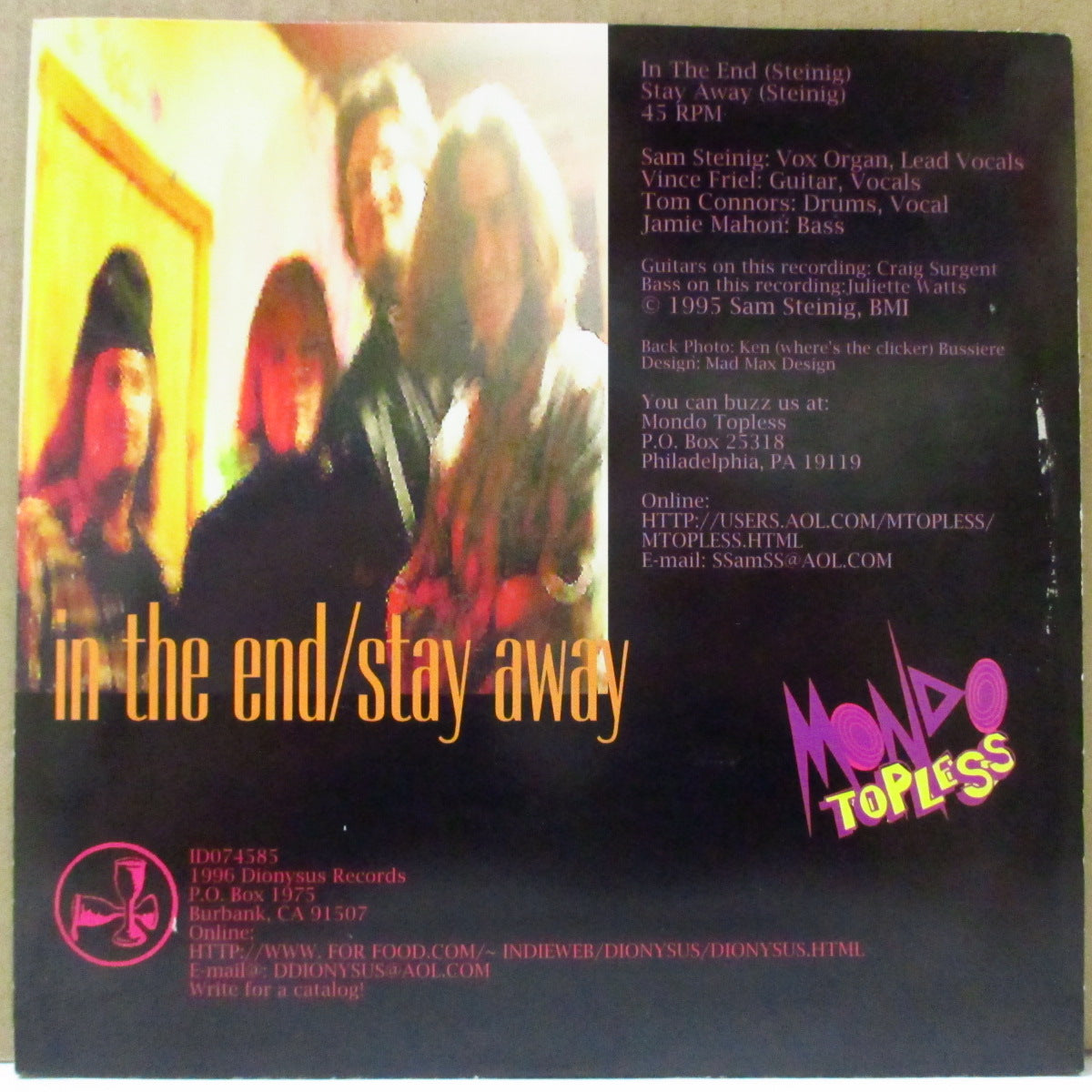 MONDO TOPLESS (モンド・トップレス) - In The End (US オリジナル 7")