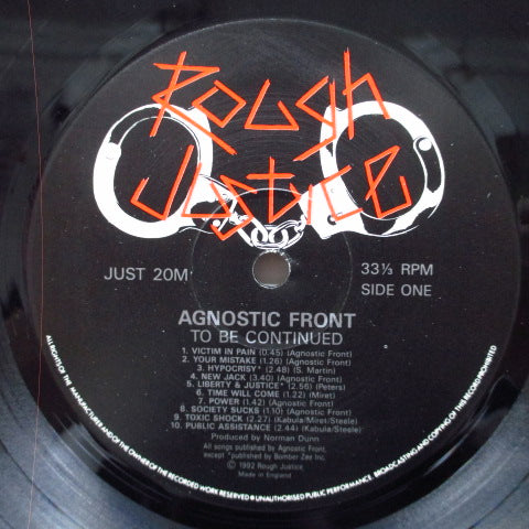 AGNOSTIC FRONT (アグノスティック・フロント) - The Best Of...To Be Continued (UK オリジナル LP) 全19曲、初期ベスト!
