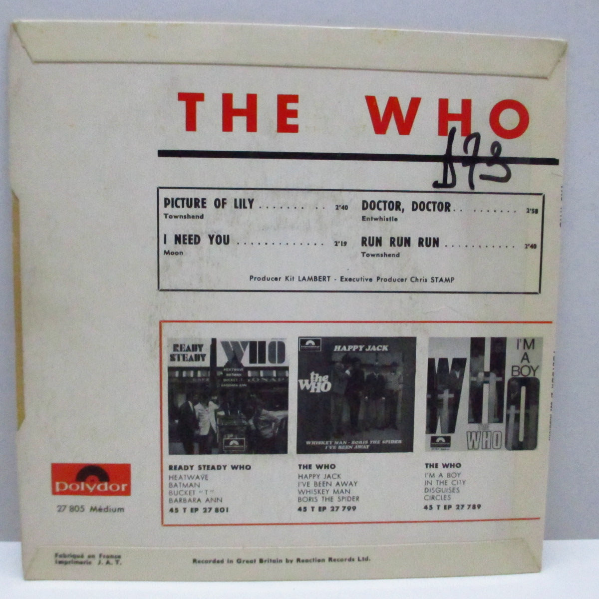 WHO (フー) - Pictures Of Lily +3 (France Orig.EP/CFS)