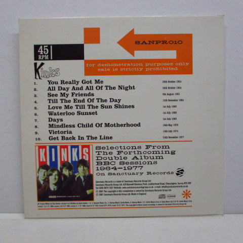 KINKS - Selections From BBC Sessions 1964 - 1977 (UK PROMO)