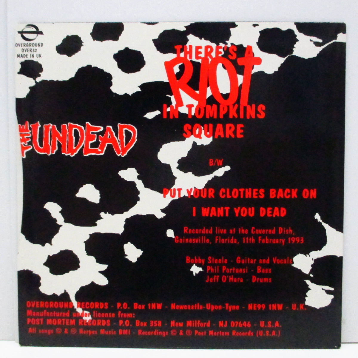 UNDEAD, THE (ジ・アンデッド) - There's A Riot In Tompkins Square (UK 1,000 Ltd.7")