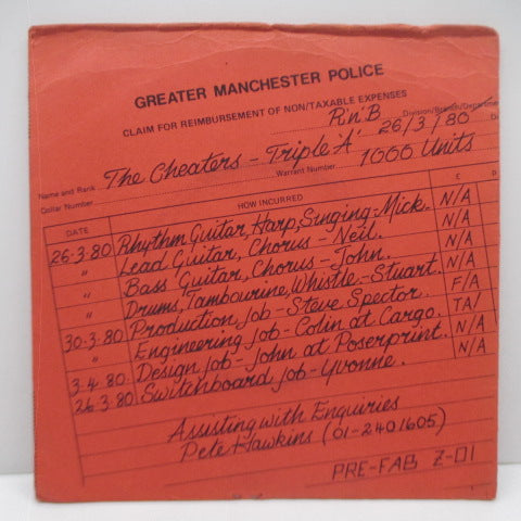 CHEATERS, THE (チーターズ) - Triple 'A' (UK オリジナル 7"+Red PS)