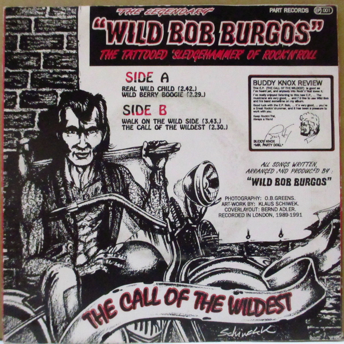 WILD BOB BURGOS (ワイルド・ボブ・バーゴス) - The Call Of The Wildest +3 (German オリジナル 7")