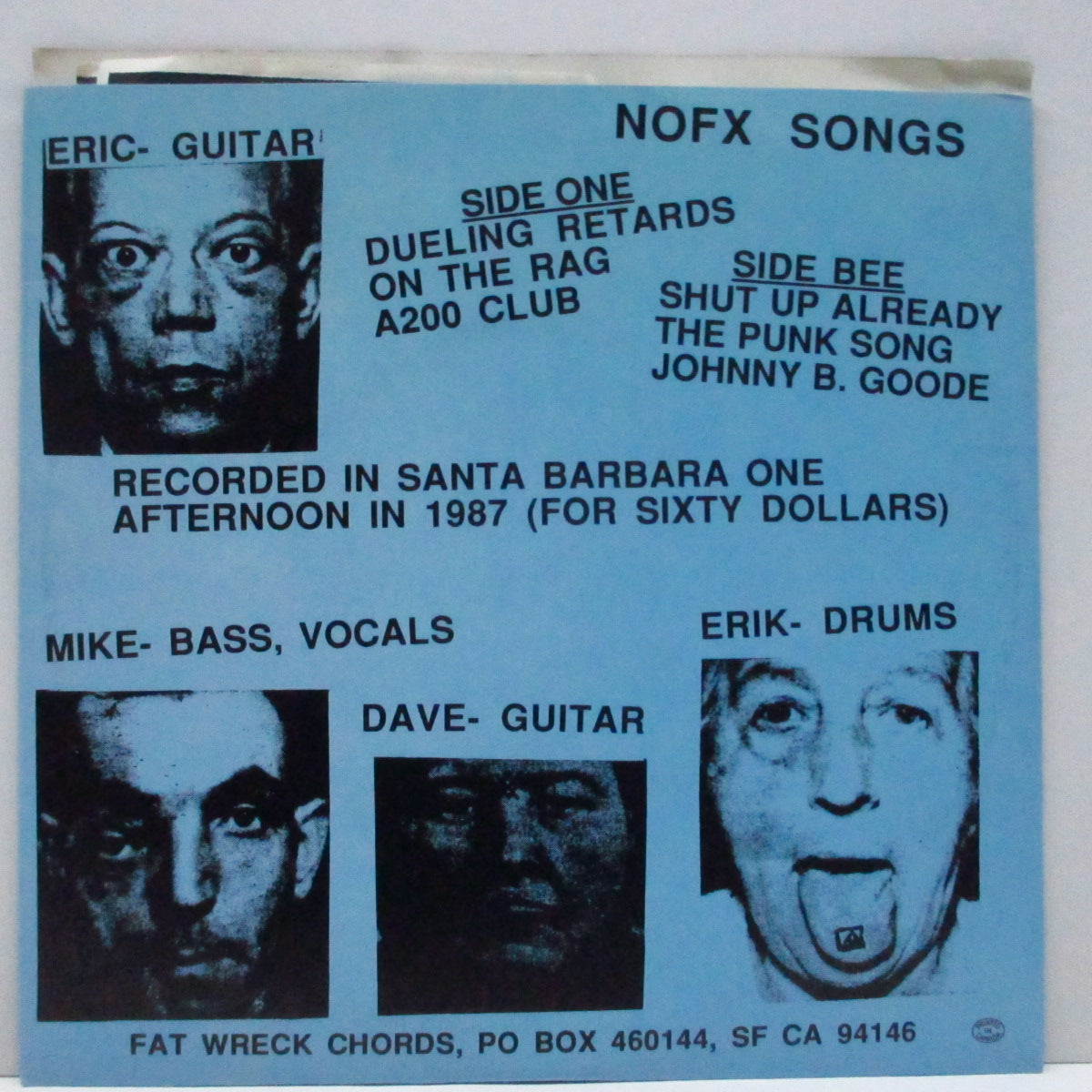 NOFX (ノーエフエックス) - The P.M.R.C. Can Suck On This (US '91年2,000枚限定再発4thプレス 7"EP)