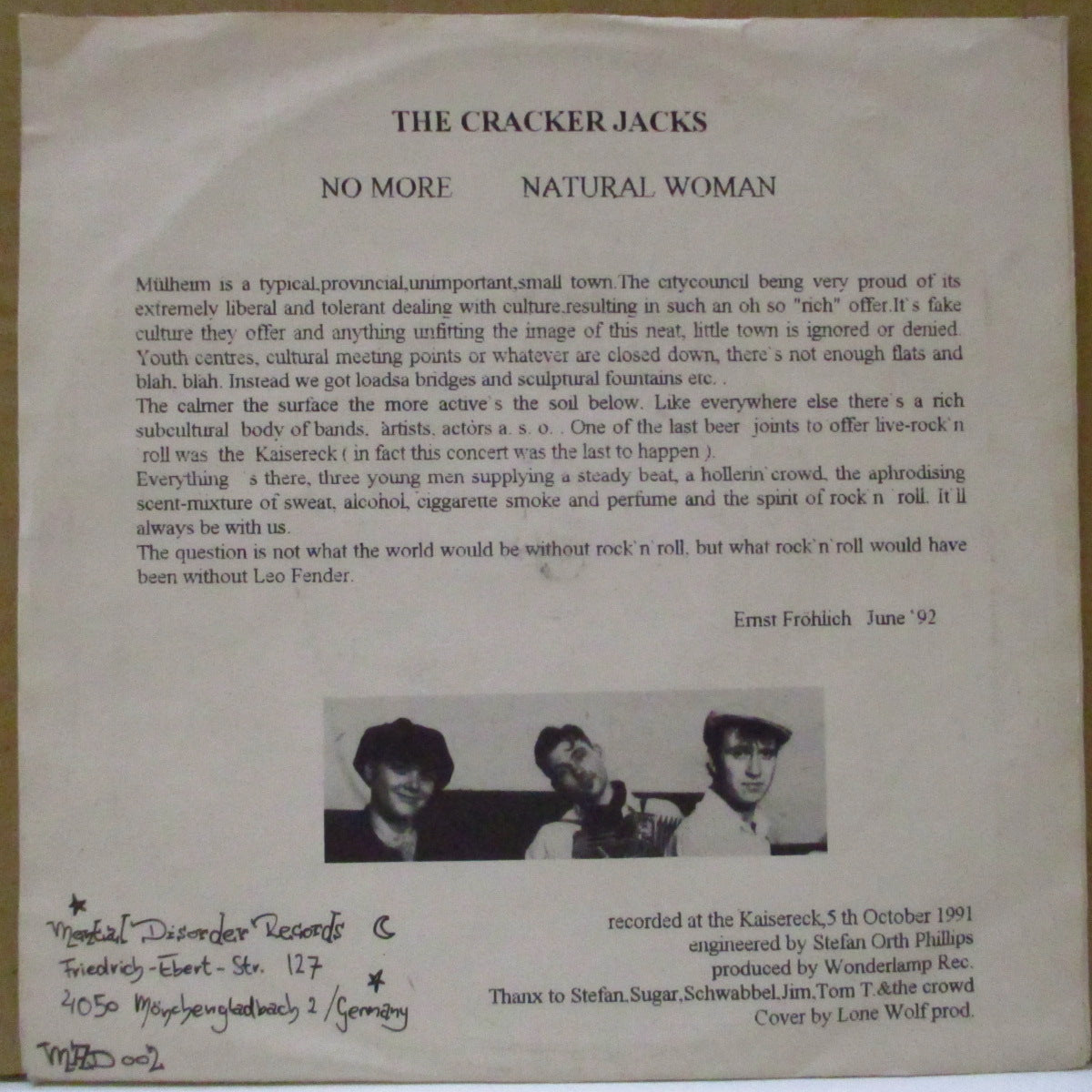 CRACKER JACKS, THE (ザ・クラッカー・ジャックス) - Live Im Kaisereck (German オリジナル 7")