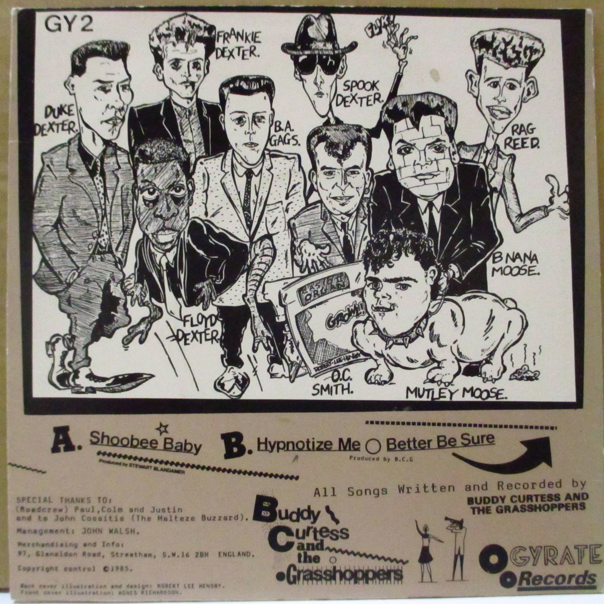 BUDDY CURTESS AND THE GRASSHOPPERS (バディ・カーテス・アンド・ザ・グラスホッパーズ) - Shoobee Baby +2 (UK オリジナル 7"/ブラウン・ジャケ)