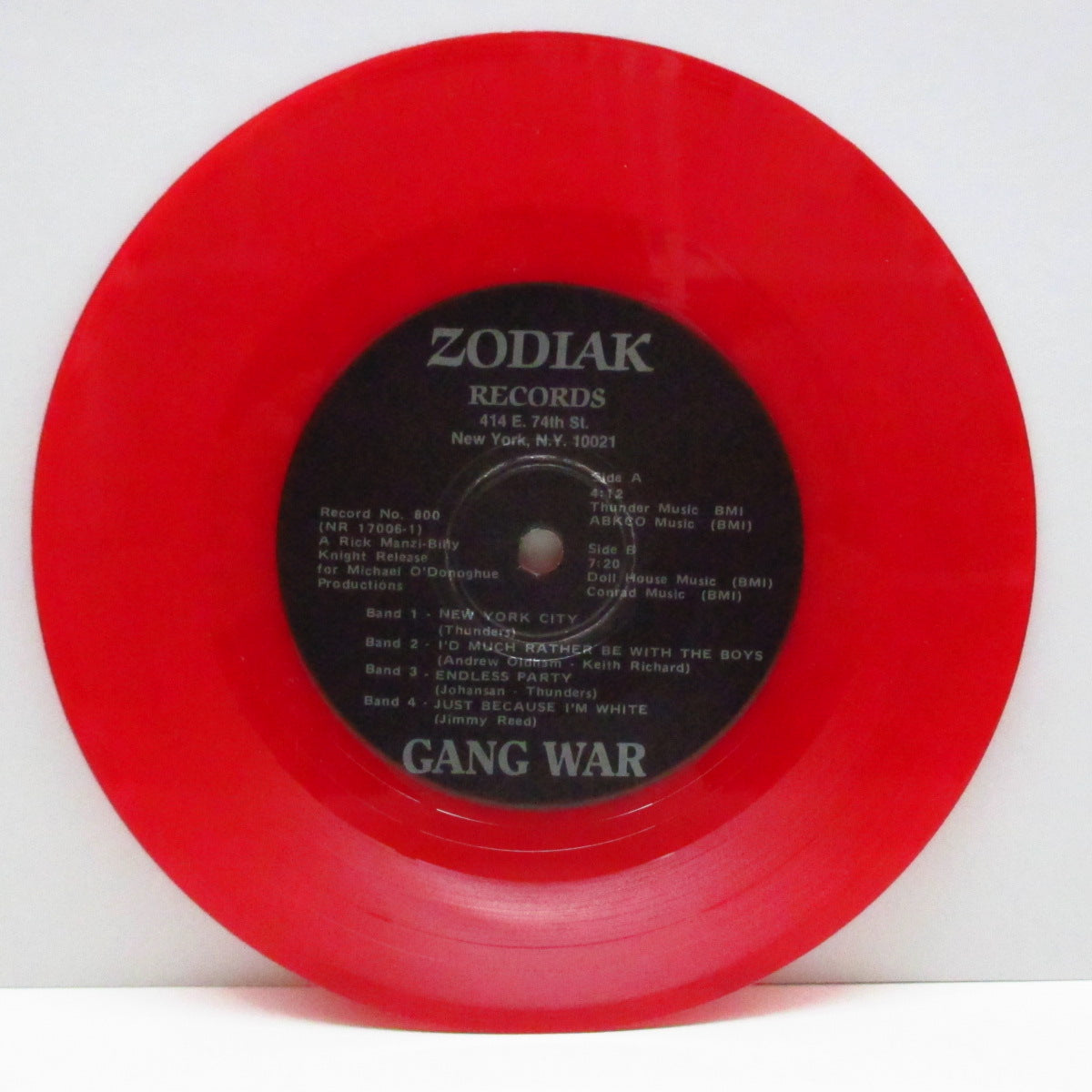 JOHNNY THUNDERS & WAYNE KRAMER (GANG WAR ) (ジョニー・サンダース &ウェイン・クレイマー(ギャング・ウォー)) - Wayne Kramers "Gang War" Featuring Johnny Thunders (US Unofficial Red Vinyl 7")