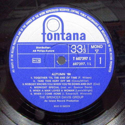SPENCER DAVIS GROUP (スペンサー・デイヴィス・グループ) - Autumn '66 (Sweden Orig.Mono LP/両面CS)