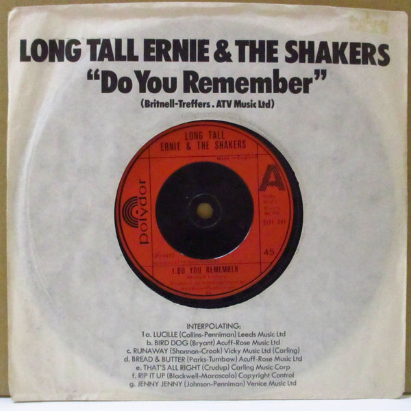 LONG TALL EARNIE AND THE SHAKERS (ロング・トール・アーニー・アンド・ザ・シェイカーズ)  - Do You Remember (UK オリジナル 7"+プリント・ダイカットスリーブ)