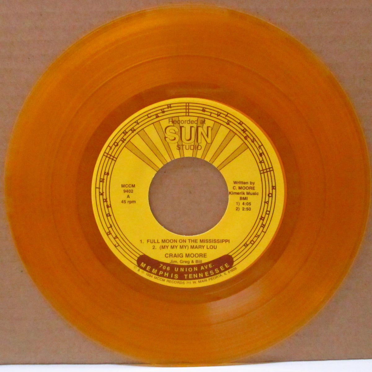 CRAIG MOORE & FRINEDS (クレイグ・ムーア・アンド・フレンズ) - Sun Session (US 限定クリアゴールドヴァイナル 7")