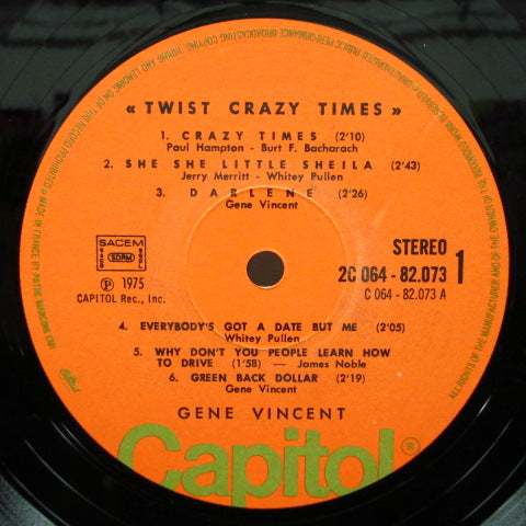 GENE VINCENT (ジーン・ヴィンセント) - Crazy Times! (France 70's Re Orange Lbl.Stereo LP/CS)