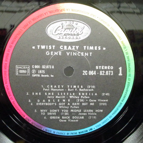 GENE VINCENT (ジーン・ヴィンセント) - Crazy Times! (France 80's Re Black Lbl.Stereo LP)