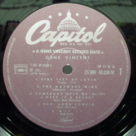GENE VINCENT (ジーン・ヴィンセント) - Record Date (France 80's Re Maroon Lbl.Mono LP/#2S)