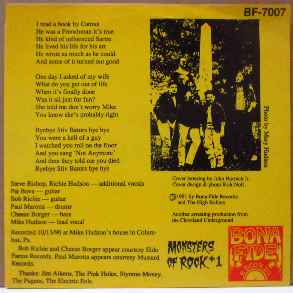 HIGHROLLERS, THE (ザ・ハイローラーズ) - Cold Meat (US Orig.Red Vinyl 7")