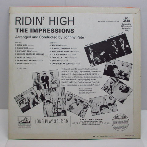 IMPRESSIONS (インプレッションズ) - Ridin' High (UK Orig.Mono LP/CFS)