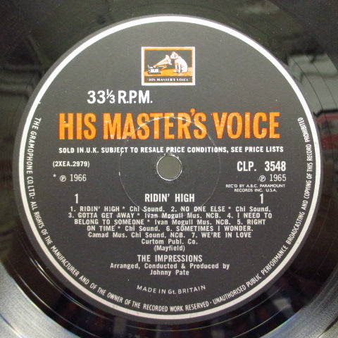 IMPRESSIONS (インプレッションズ) - Ridin' High (UK Orig.Mono LP/CFS)