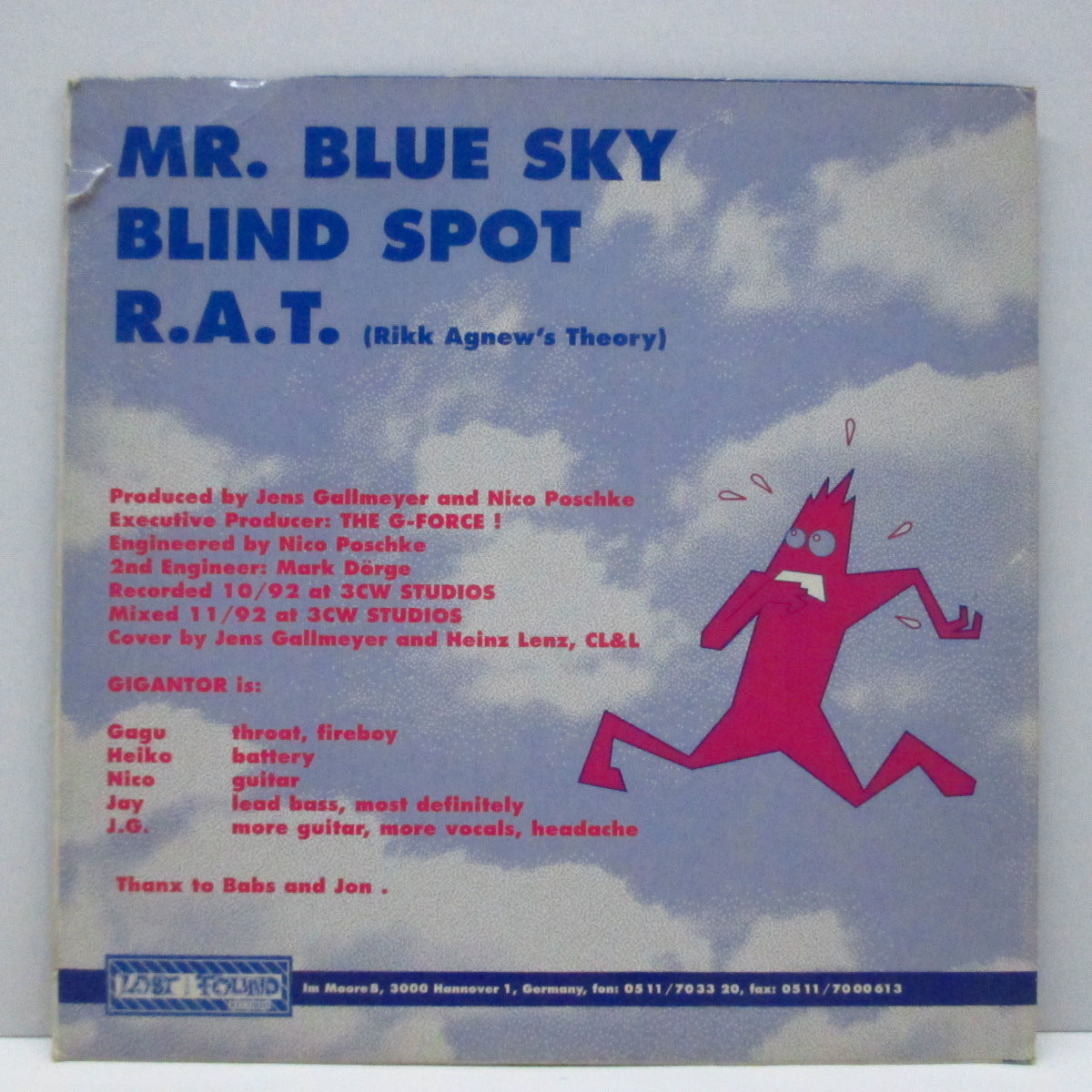 GIGANTOR (ジャイガンター ) - Mister Blue Sky (German 限定グリーンヴァイナル 7"+PS)