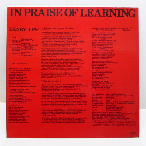 HENRY COW (ヘンリー・カウ) - In Praise Of Learning (UK Orig.)