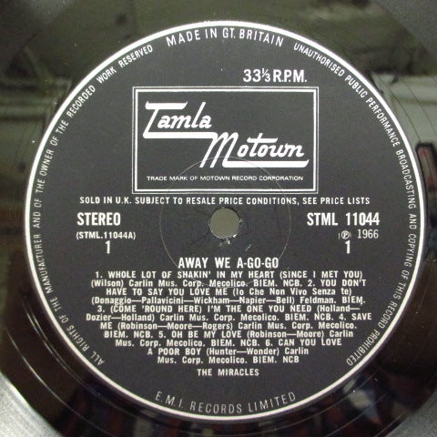 MIRACLES (SMOKEY ROBINSON & THE) (スモーキー・ロビンソン&ザ・ミラクルズ) - Away We A Go-Go (UK Orig.STEREO LP/CFS)
