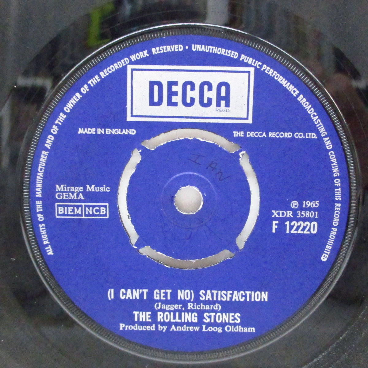 ROLLING STONES (ローリング・ストーンズ) - (I Can't Get No) Satisfaction (UK 60's 再発「ラウンドセンター#1」7"+カンパニースリーブ)