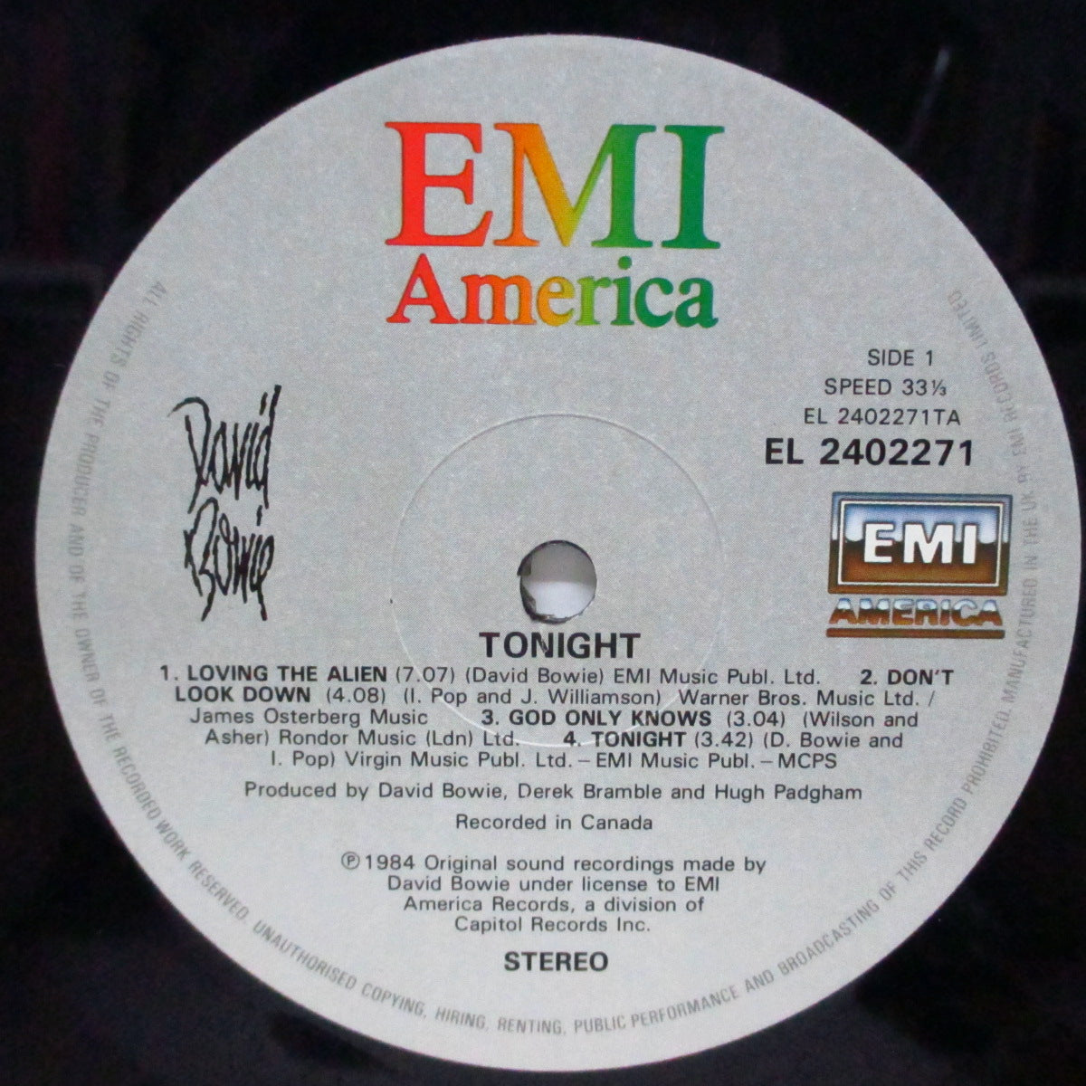 DAVID BOWIE (デヴィッド・ボウイ) - Tonight (UK オリジナル LP+インナー)