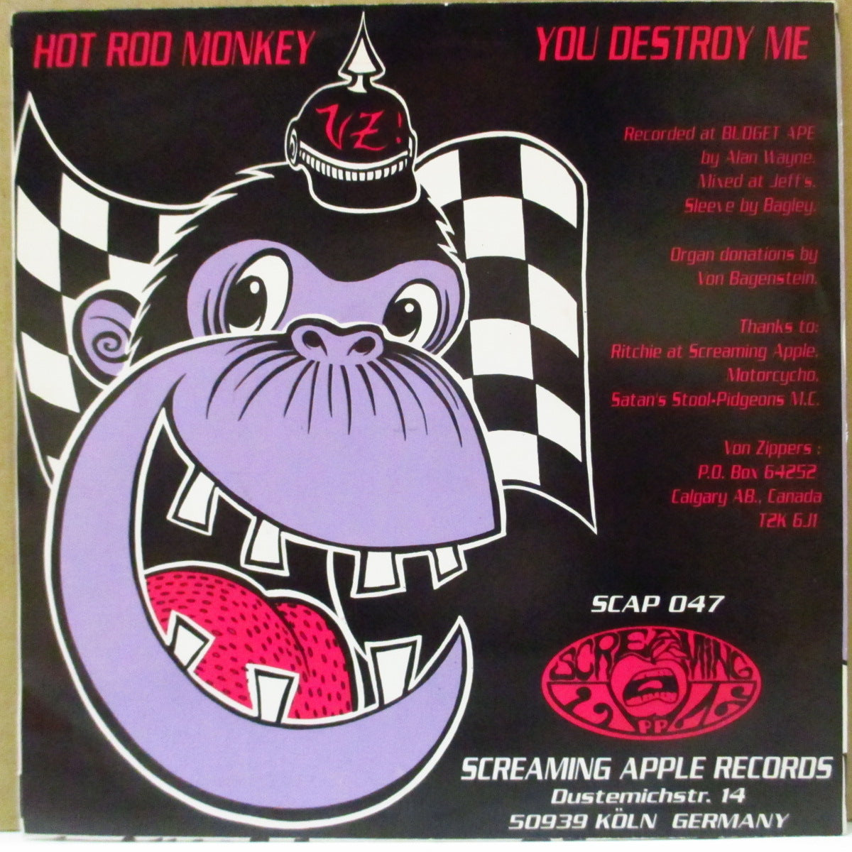 VON ZIPPERS (ヴォン・ジッパーズ) - Hot Rod Monkey (German Orig.7")