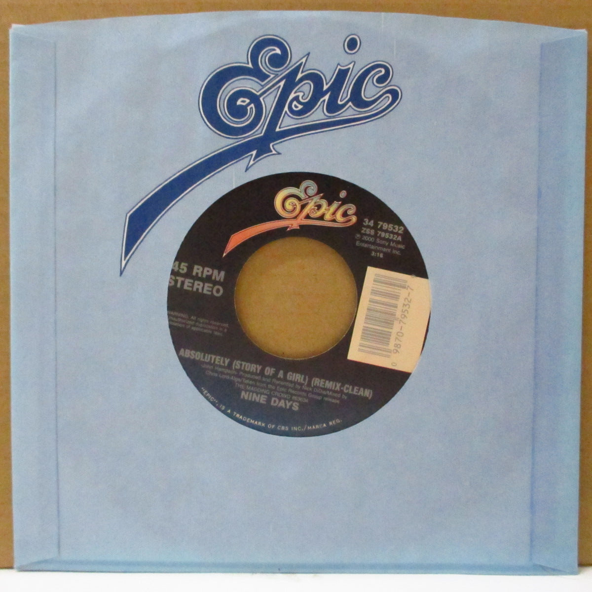 NINE DAYS (ナイン・デイズ) - Absolutely - Story Of A Girl (US Orig.7"/Die-Cut CS)