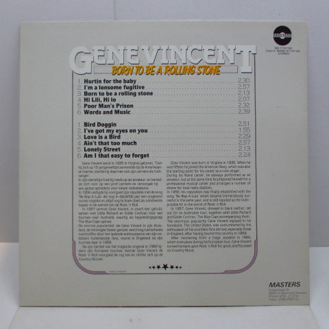 GENE VINCENT (ジーン・ヴィンセント) - Born To Be A Rolling Stone (Dutch Re Stereo LP)