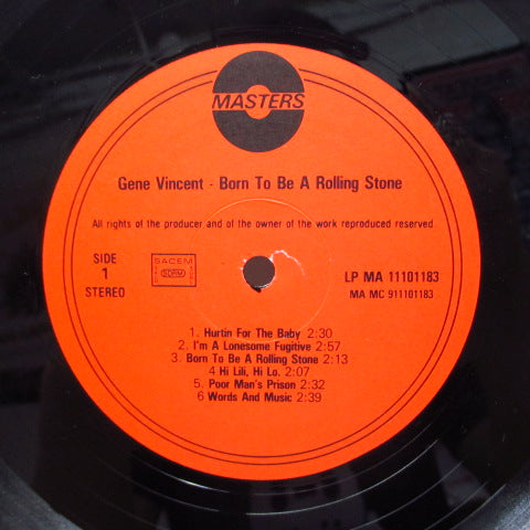 GENE VINCENT (ジーン・ヴィンセント) - Born To Be A Rolling Stone (Dutch Re Stereo LP)