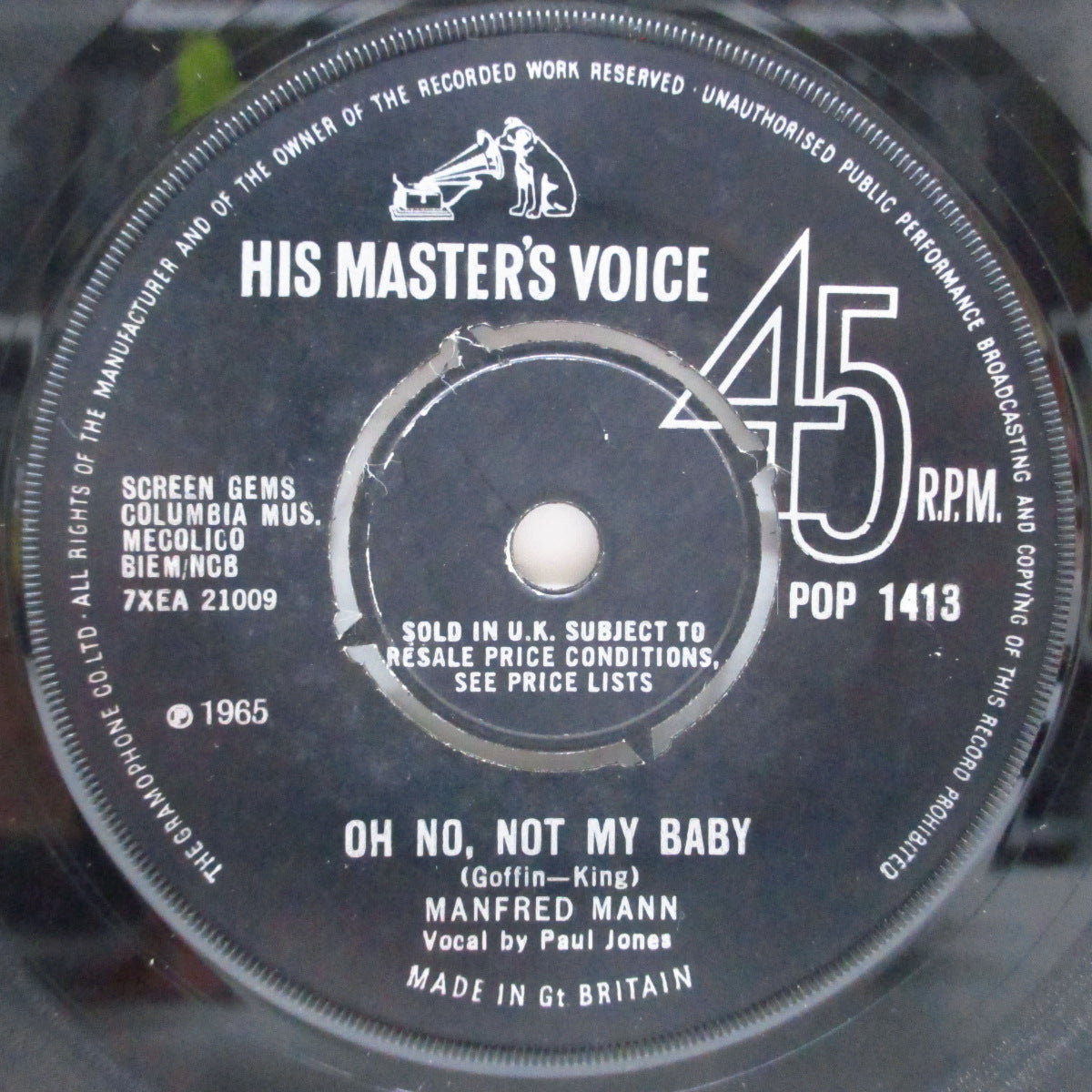 MANFRED MANN (マンフレッド・マン) - Oh No, Not My Baby (UK オリジナル「ラウンドセンター」7"+カンパニースリーブ)