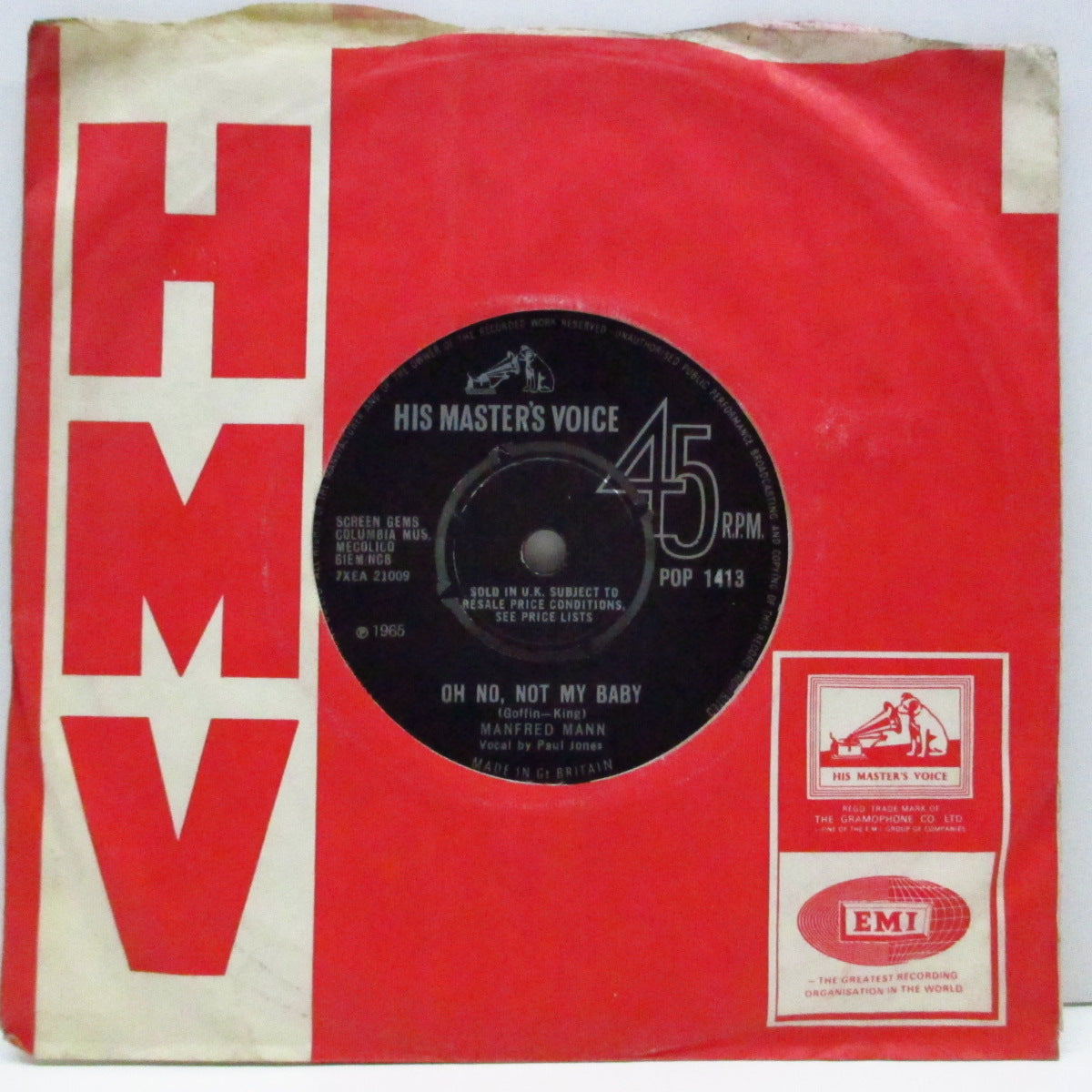 MANFRED MANN (マンフレッド・マン) - Oh No, Not My Baby (UK オリジナル「ラウンドセンター」7"+カンパニースリーブ)