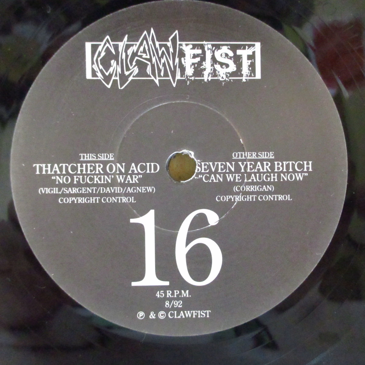 THATCHER ON ACID / 7 YEAR BITCH (サッチャー・オン・アシッド / セヴン・イヤー・ビッチ) - No Fuckin' War (UK 1,400 Limited 7"+Insert)