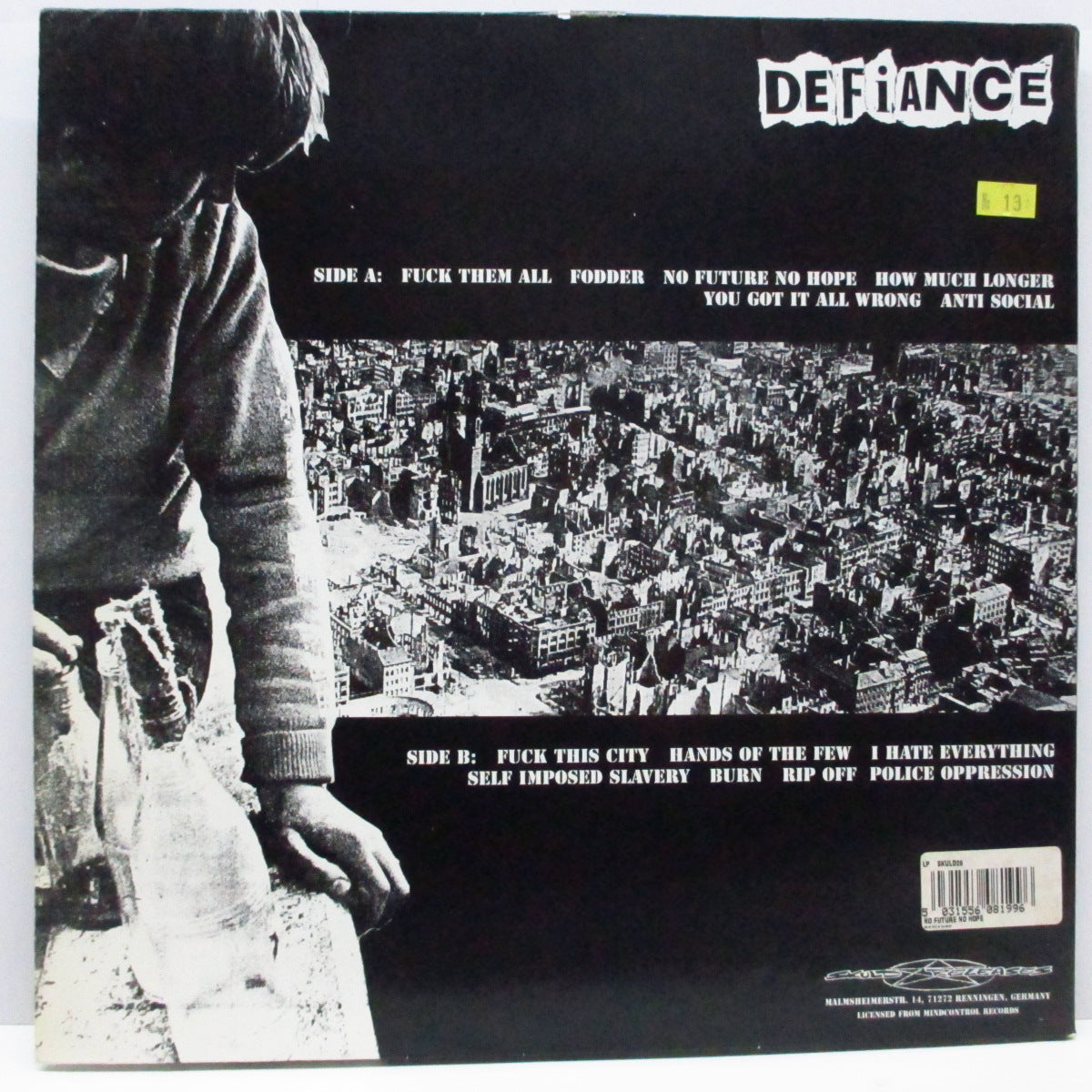 DEFiANCE (デファイアンス) - No Future No Hope (German オリジナル LP/見開きスリーブ)