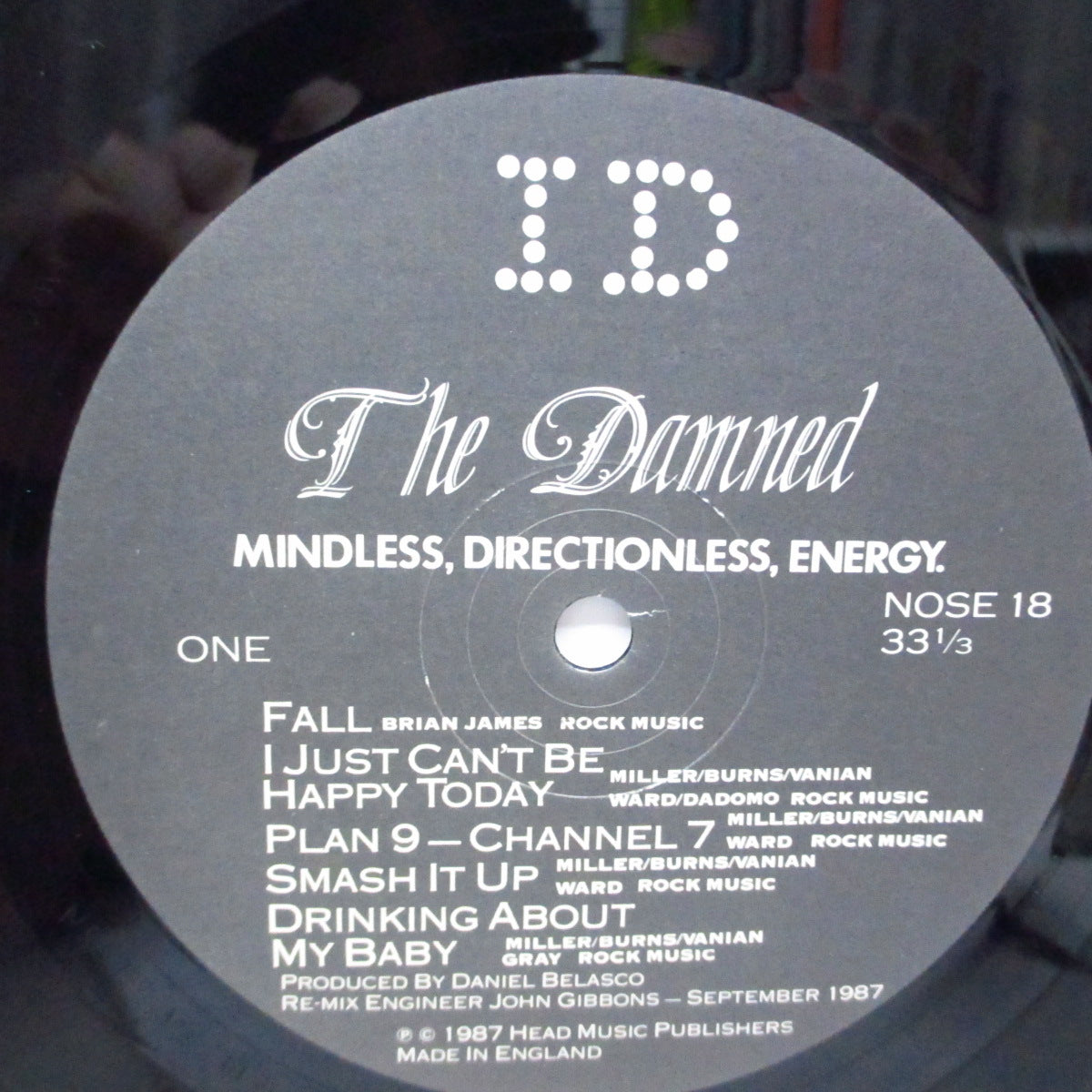 DAMNED, THE (ザ・ダムド) - Mindless, Directionless, Energy- Live At Lyceum 1981-(UK '87 再発 LP+インナー、黒ジャケ/NOSE 18X)