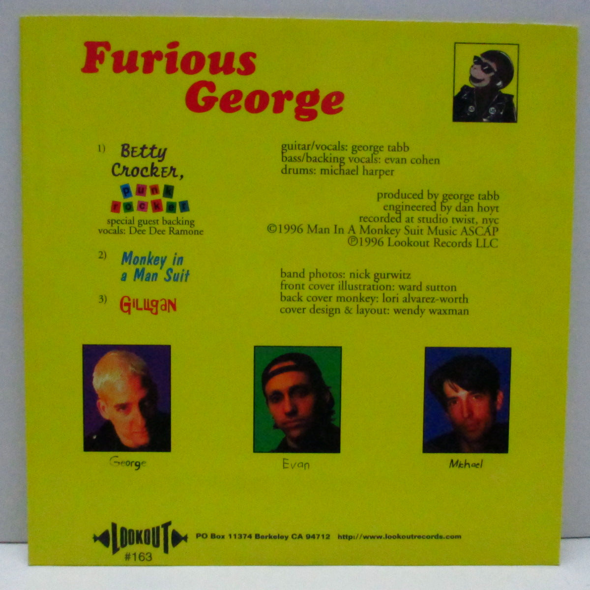 FURIOUS GEORGE (フィゥーリアス・ジョージ) - Goes Ape! (US Ltd.Orange Vinyl 7"+Sticker)