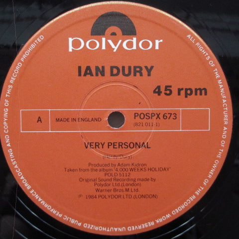 IAN DURY And The Music Students (イアン・デューリー&ザ・ミュージック・スチューデンツ) - Very Personal +2 (UK オリジナル 12")