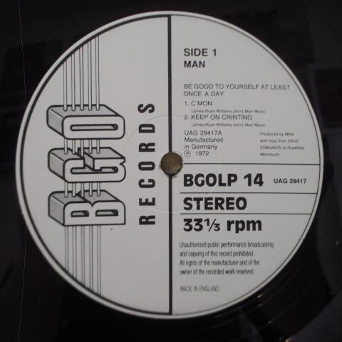 MAN (マン) - Be Good To Yourself At Least Once A Day (UK '88 Reissue LP/No Barcord GS)