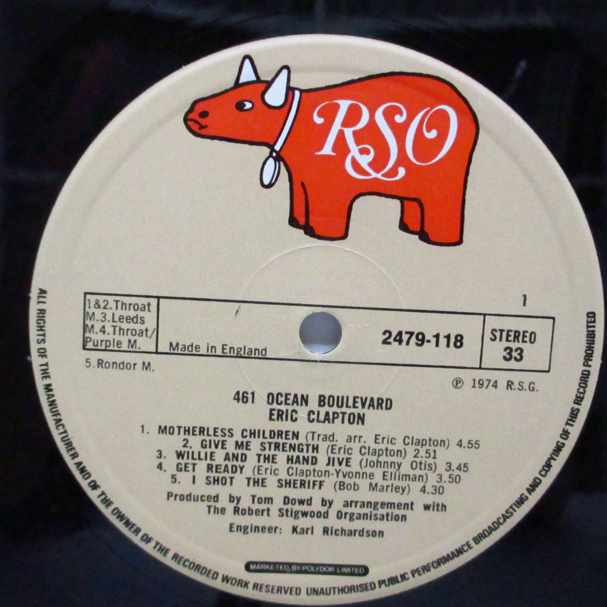 ERIC CLAPTON (エリック・クラプトン) - 461 Ocean Boulevard (UK オリジナル LP/Large Photo GS)