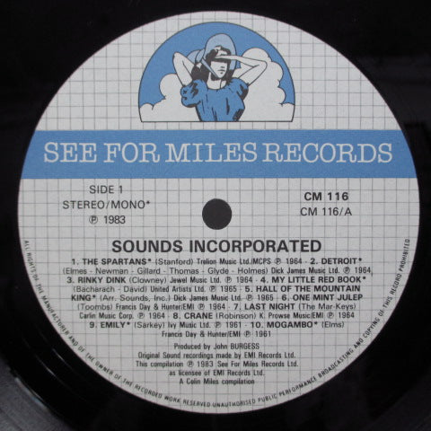 SOUNDS INCORPORATED (サウンズ・インコーポレイテッド) - Sounds Incorporated (UK Orig.Comp.LP/Blue & White Lbl.)