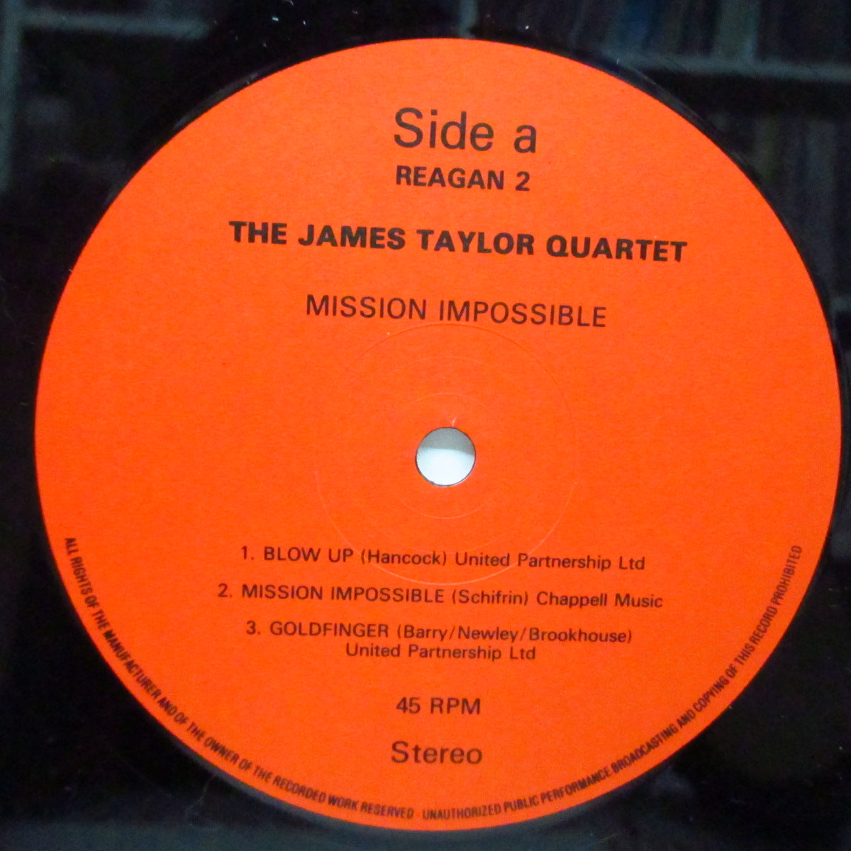 JAMES TAYLOR QUARTET (ジェームス・テイラー・クァルテット) - Mission Impossible (UK Orig.Red Lbl.MLP)