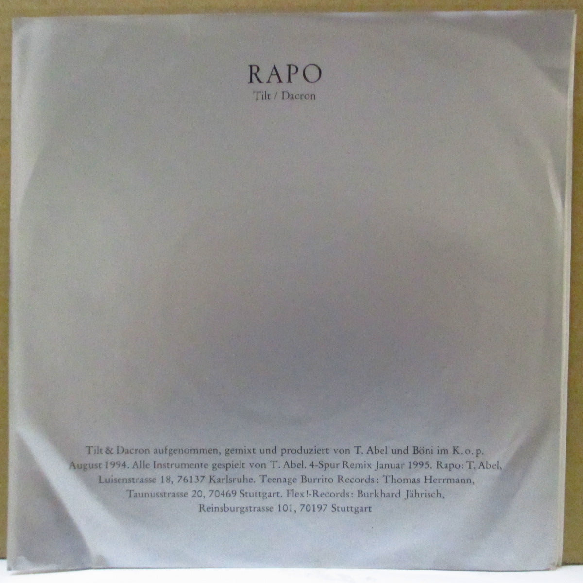 RAPO (ラポ) - Tilt (German Limited White & Blue Marbel Vinyl 7")