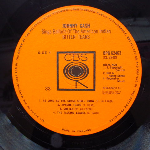 JOHNNY CASH (ジョニー・キャッシュ) - Bitter Tears (UK Orig.Mono LP/CS)