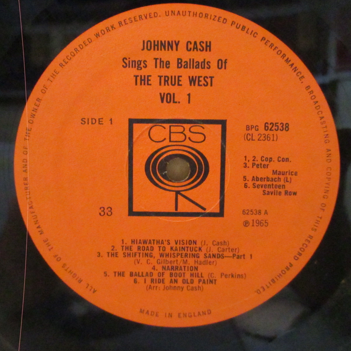 JOHNNY CASH (ジョニー・キャッシュ) - Sings The Ballads Of The True West Vol.1 (UK Orig.Mono LP/CFS)