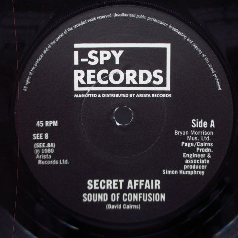 SECRET AFFAIR (シークレット・アフェア) - Sound Of Confusion (UK オリジナル紙ラベ「フラットセンター」7"+折返しジャケ)