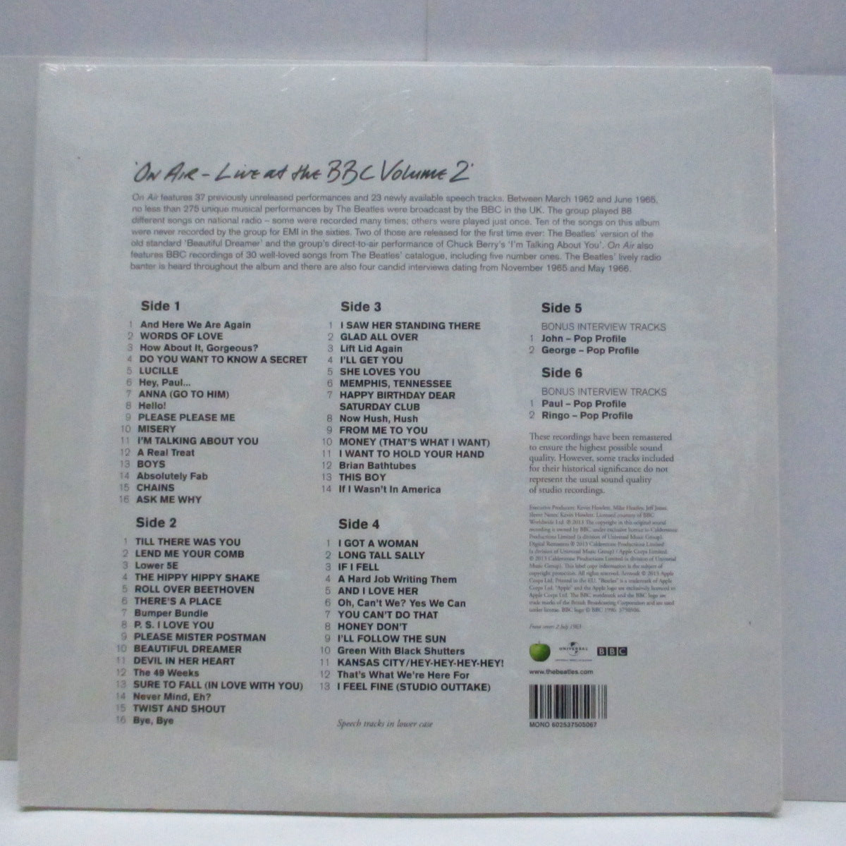 BEATLES (ビートルズ) - On Air - Live At The BBC Vol.2 (UK/EU Orig.3x180g Mono LP/ Stickered GS-NEW)
