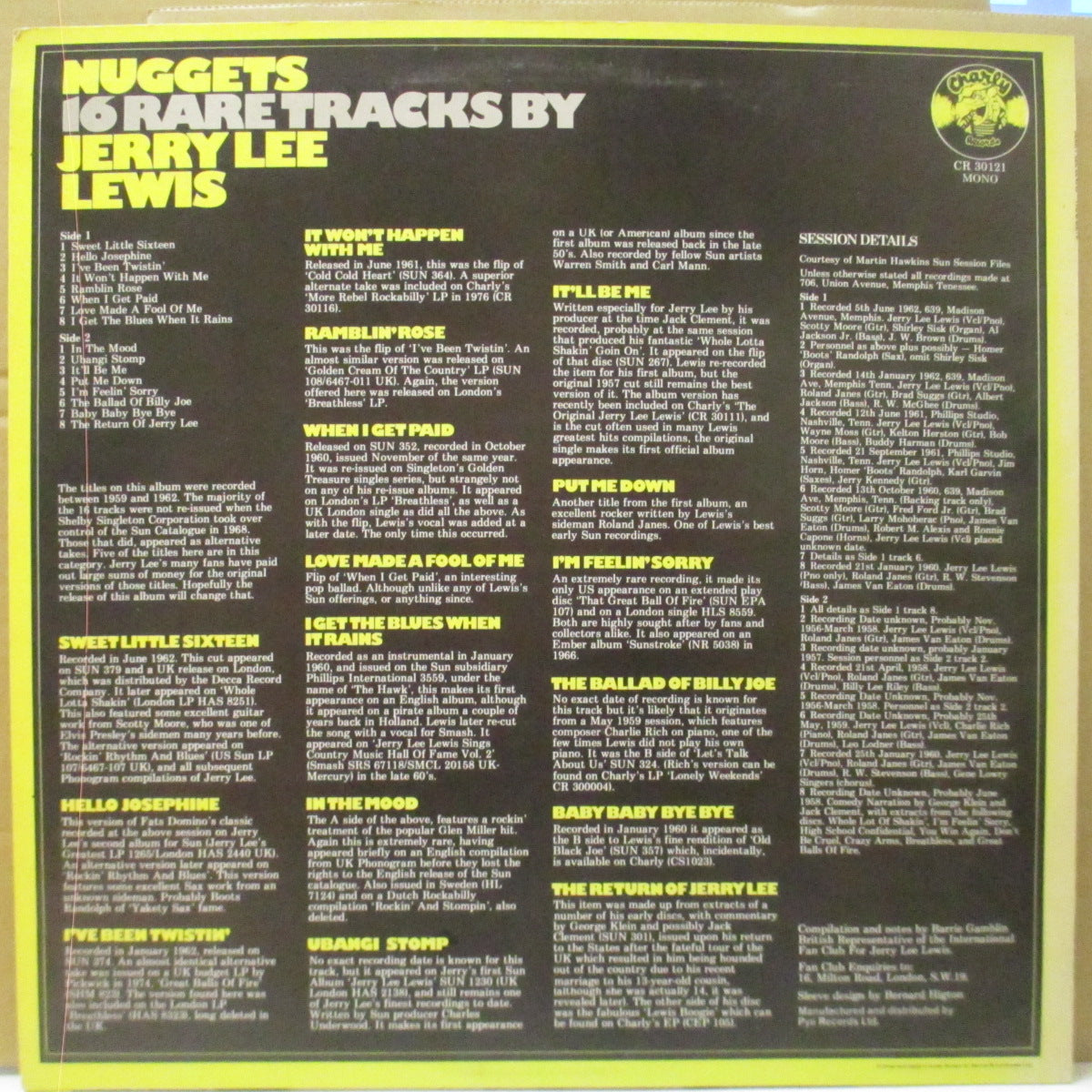 JERRY LEE LEWIS (ジェリー・リー・ルイス) - Nugget : 16 Rare Tracks (UK Orig.Mono LP/CS)